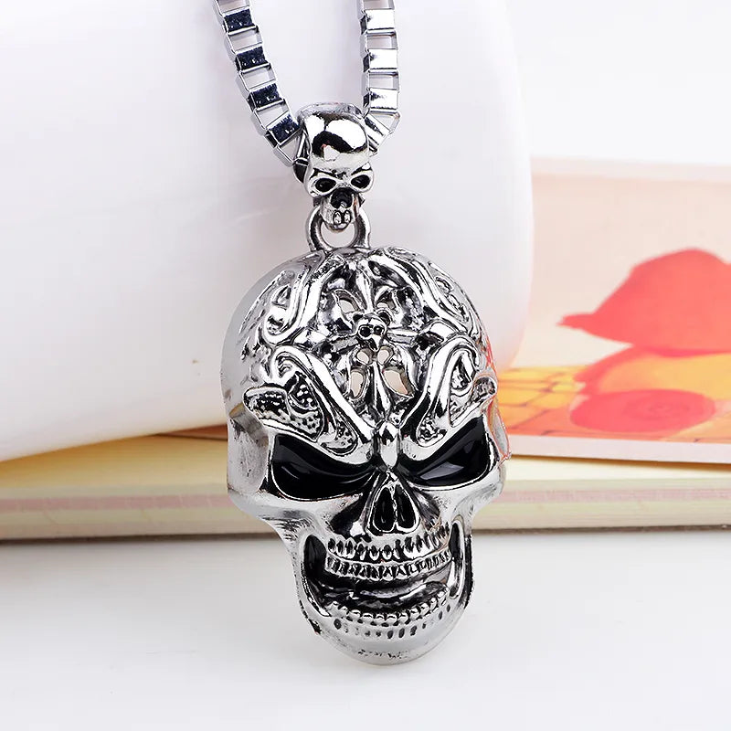 Casual Punk Cross Anchor Skull Alloy Rhodium Plated Silver Plated Men'S Pendant Necklace