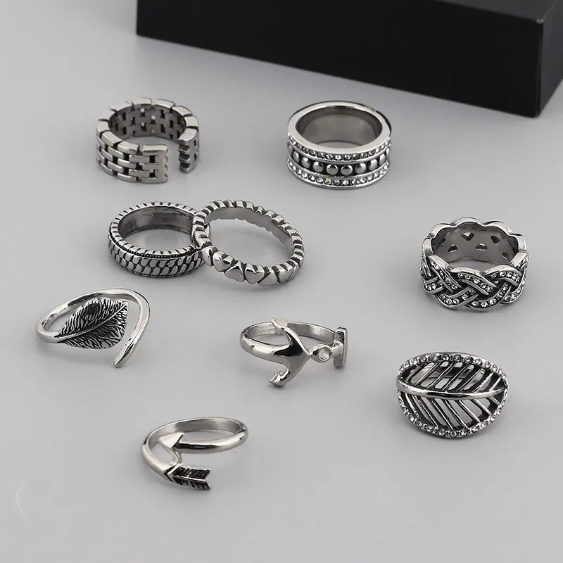 Casual Punk Leaf Titanium Steel Plating Unisex Rings