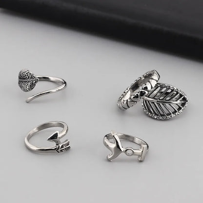 Casual Punk Leaf Titanium Steel Plating Unisex Rings