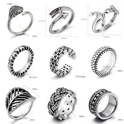 Casual Punk Leaf Titanium Steel Plating Unisex Rings