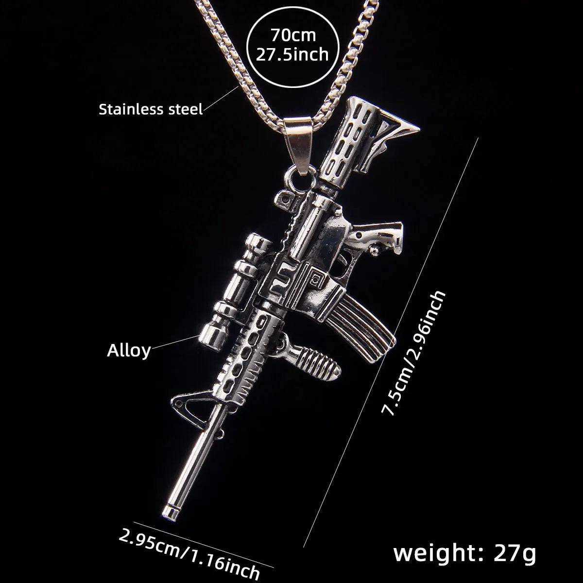 Casual Punk Pistol 201 Stainless Steel Zinc Alloy Unisex Pendant Necklace