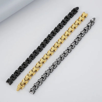 Casual Punk Rhombus Titanium Steel 18K Gold Plated Men'S Bracelets