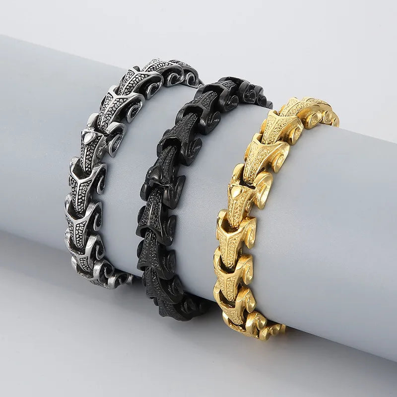 Casual Punk Rhombus Titanium Steel 18K Gold Plated Men'S Bracelets