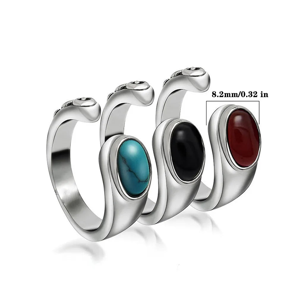 Casual Punk Simple Style C Shape 304 Stainless Steel Inlay Acrylic Men'S Rings