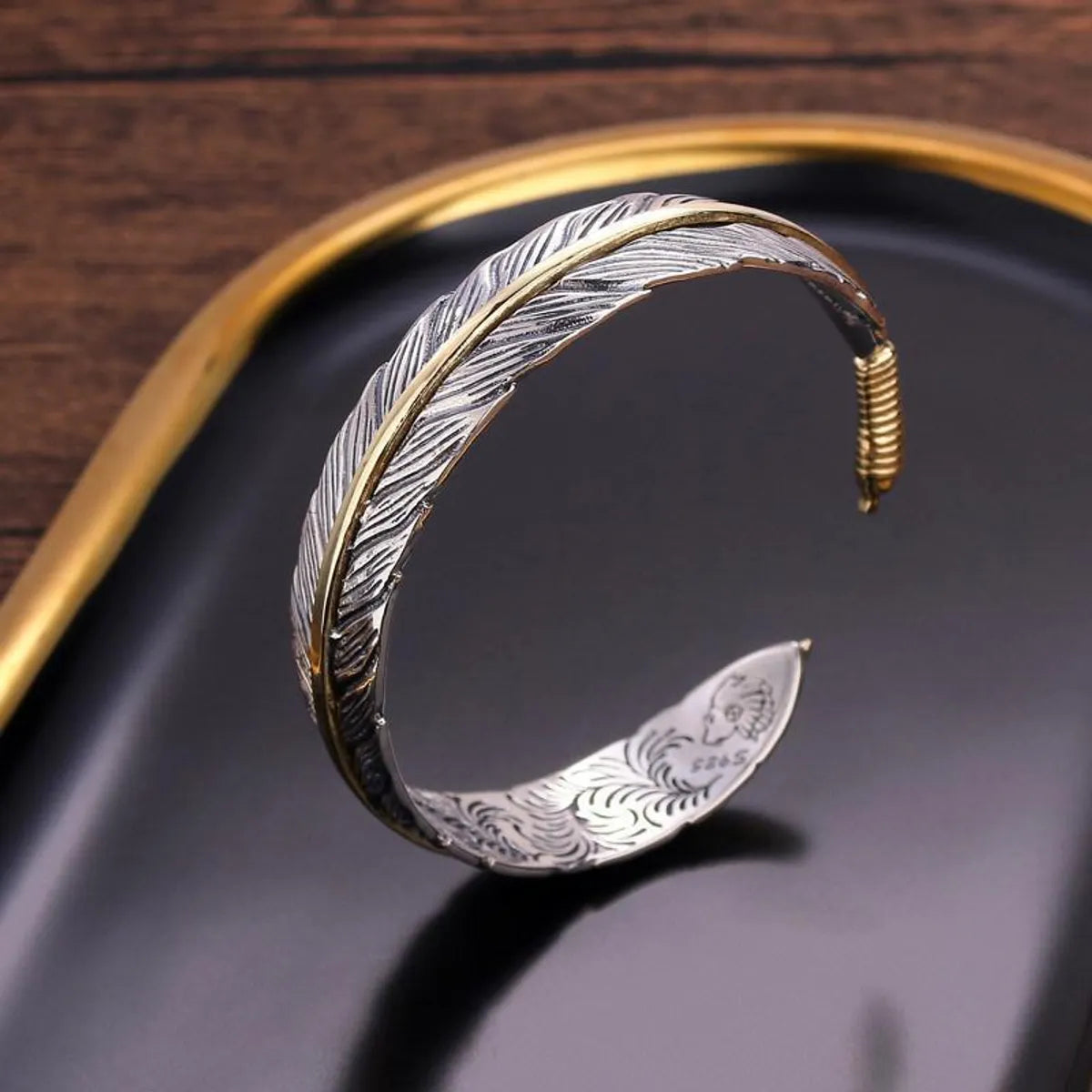 Casual Punk Simple Style Feather Alloy Plating Men'S Bangle