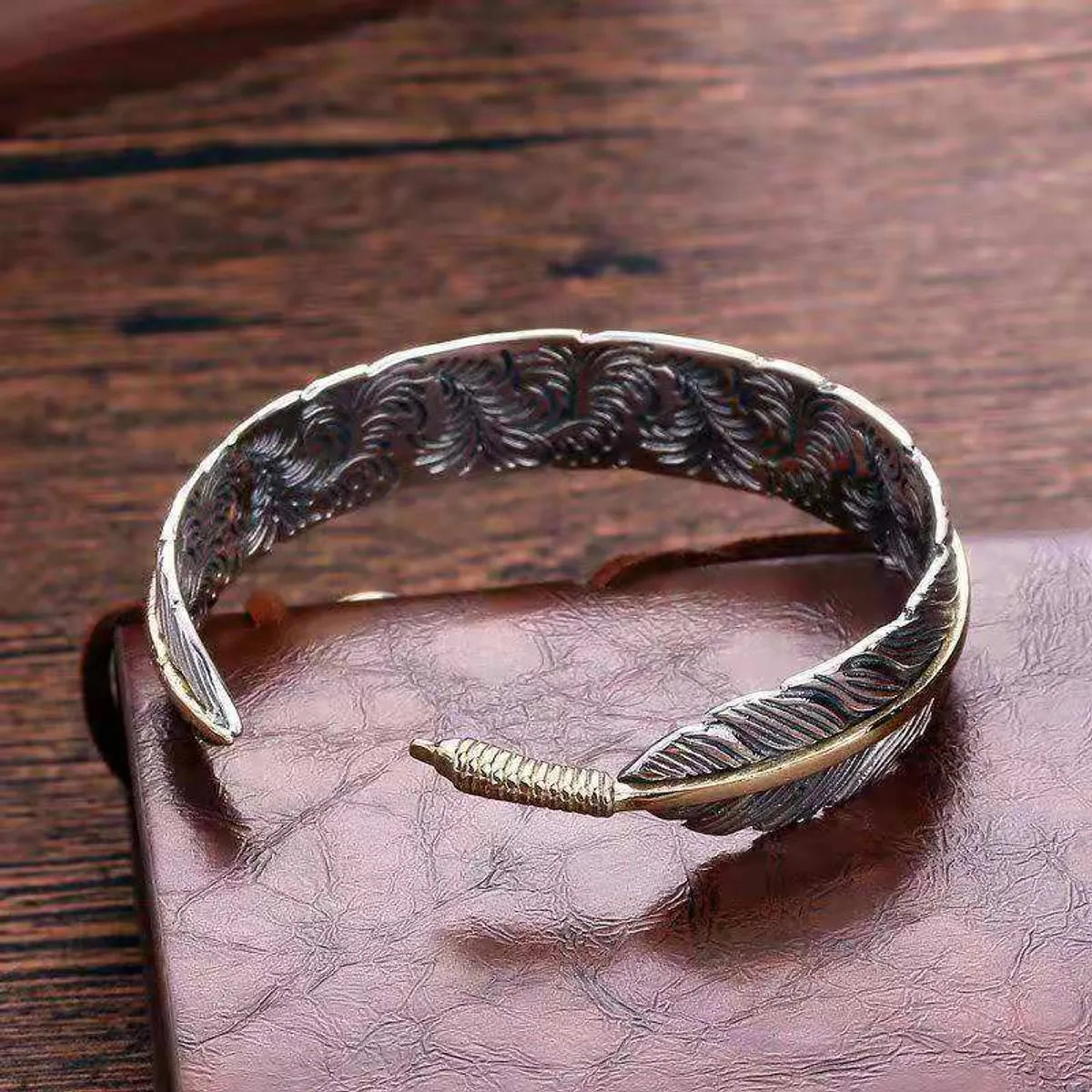 Casual Punk Simple Style Feather Alloy Plating Men'S Bangle