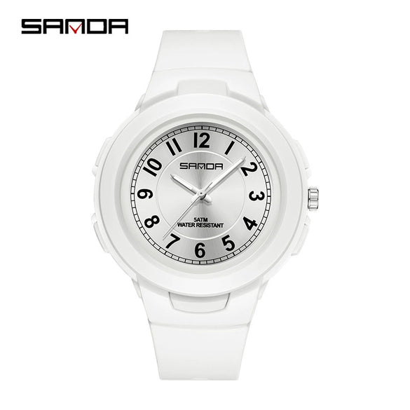 Casual Quartz Watch For Men And Women Abs Case Tpu Strap Stainless Steel Buckle Acrylic Mirror Round Dial Spiral Crown Pin Buckle