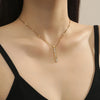 Wholesale Jewelry Casual Rectangle Titanium Steel Resin 18K Gold Plated Polishing Plating Pendant Necklace