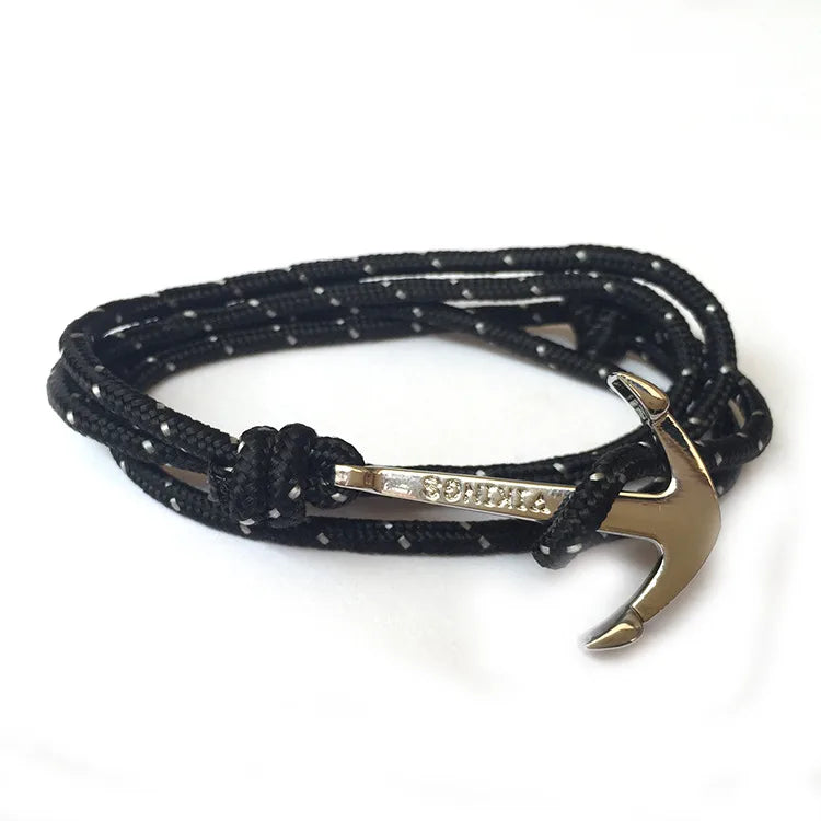 Casual Retro Anchor Alloy Rope Layered Unisex Bracelets