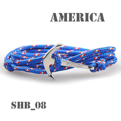 Casual Retro Anchor Alloy Rope Layered Unisex Bracelets