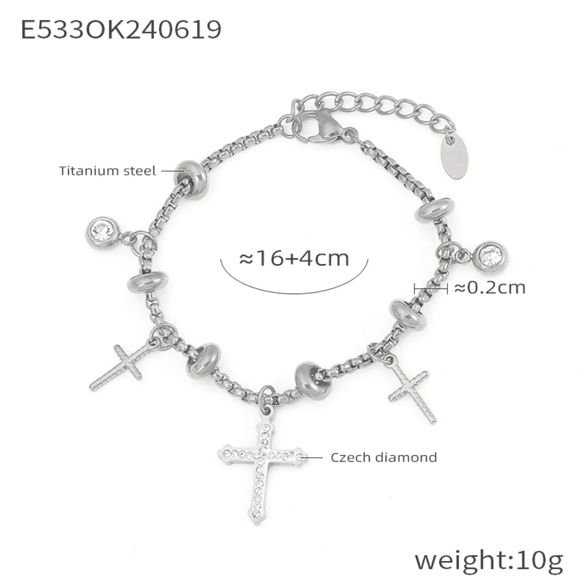 Casual Retro Cross Star Heart Shape 304 Stainless Steel 18K Gold Plated Rhinestones Bracelets In Bulk