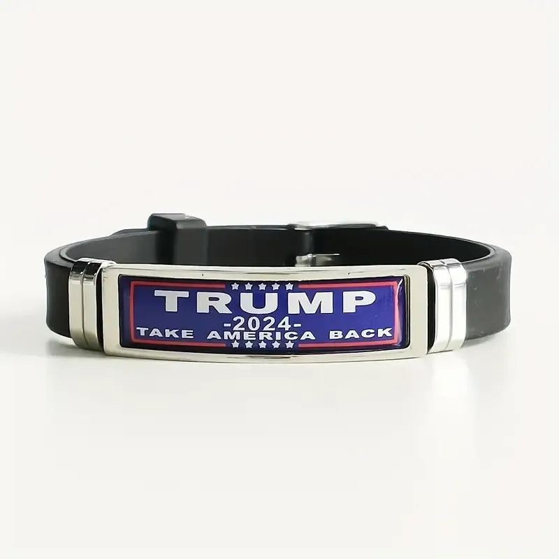 Casual Retro Donald Trump Letter 304 Stainless Steel Silica Gel Epoxy Unisex Bracelets