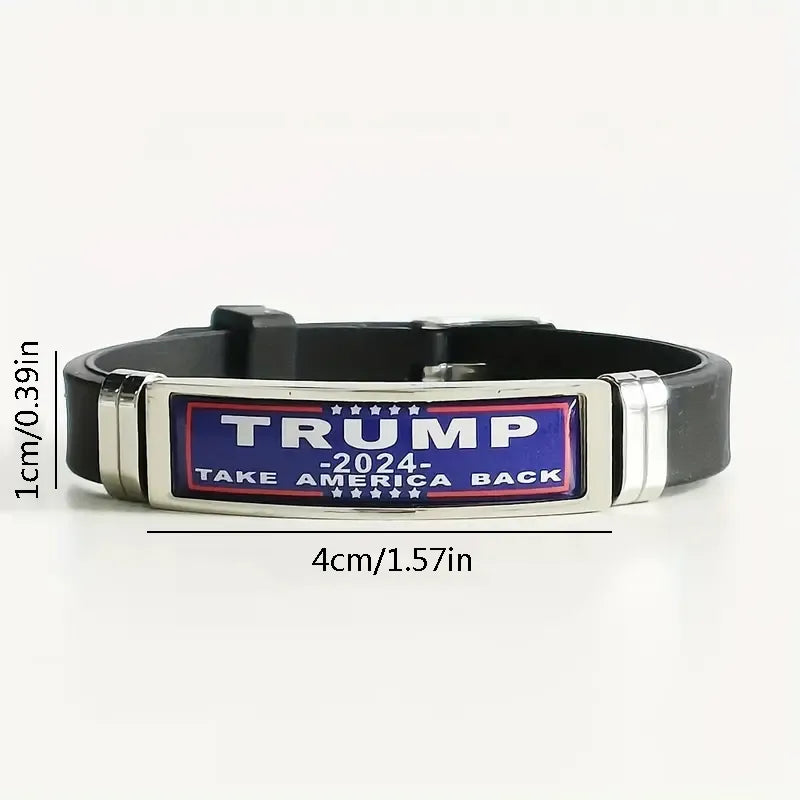 Casual Retro Donald Trump Letter 304 Stainless Steel Silica Gel Epoxy Unisex Bracelets