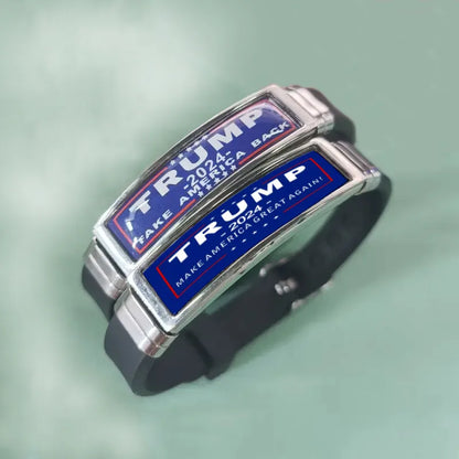 Casual Retro Donald Trump Letter 304 Stainless Steel Silica Gel Epoxy Unisex Bracelets