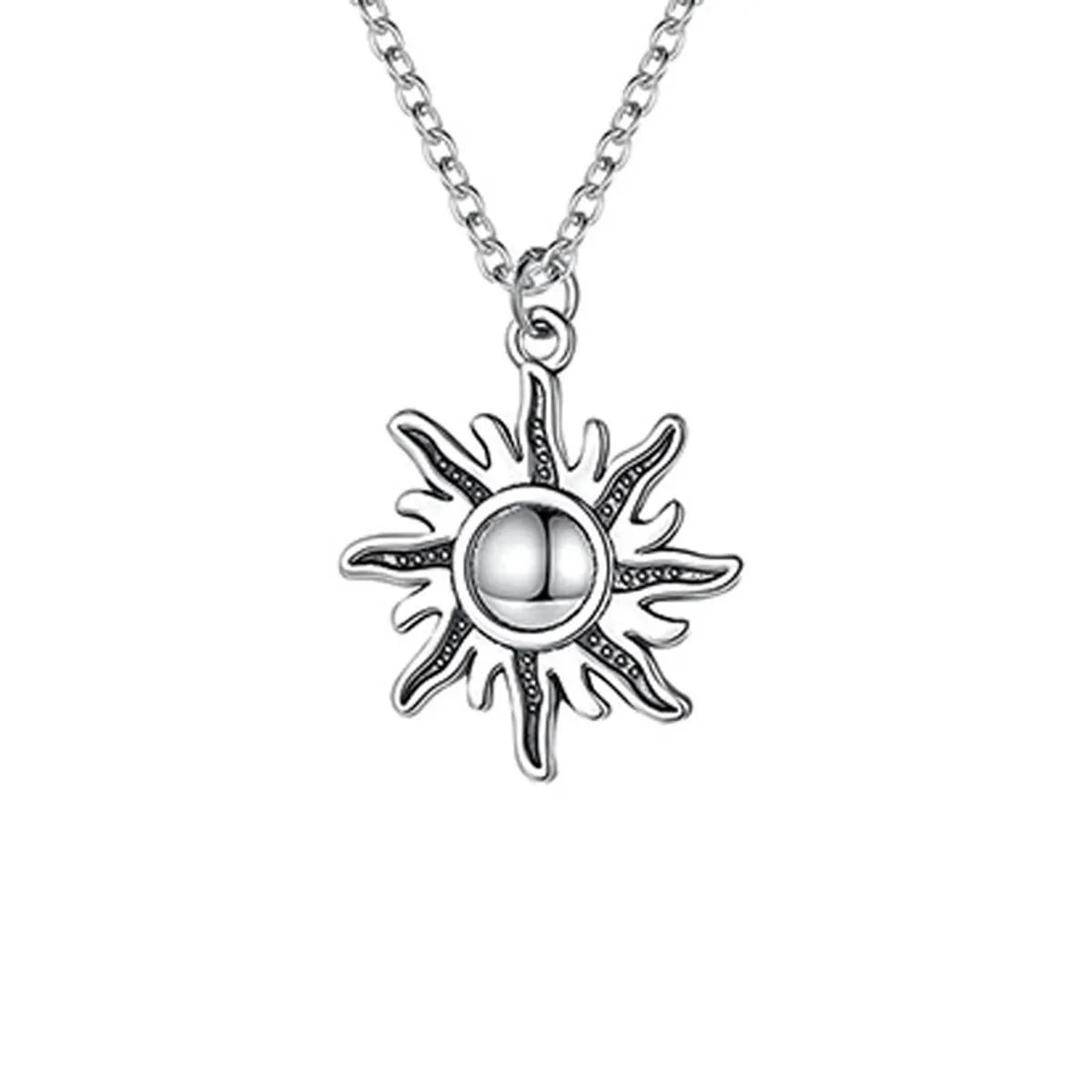 Casual Retro Ethnic Style Geometric Sun Moon Natural Stone Crystal Iron Wholesale Pendant Necklace