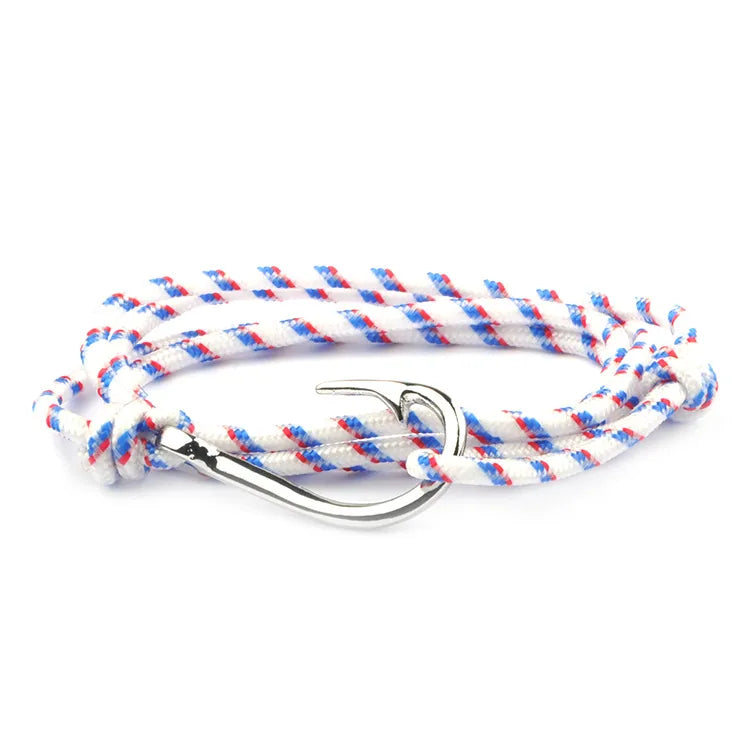 Casual Retro Fishhook Alloy Rope Layered Unisex Bracelets