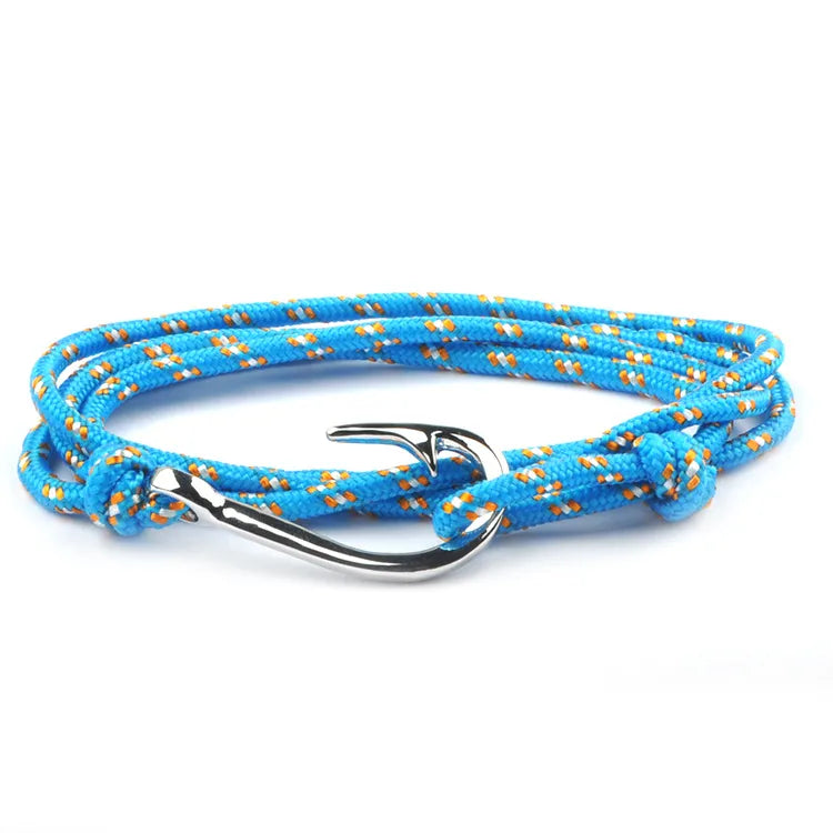 Casual Retro Fishhook Alloy Rope Layered Unisex Bracelets