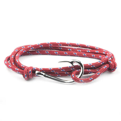 Casual Retro Fishhook Alloy Rope Layered Unisex Bracelets