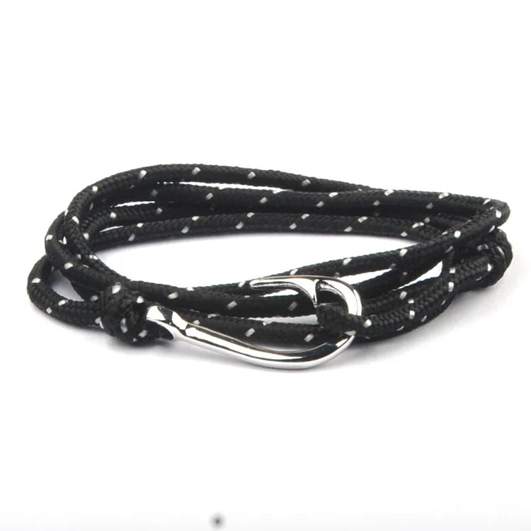 Casual Retro Fishhook Alloy Rope Layered Unisex Bracelets