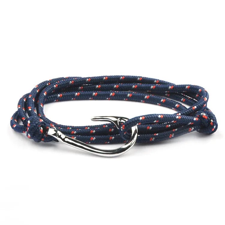 Casual Retro Fishhook Alloy Rope Layered Unisex Bracelets