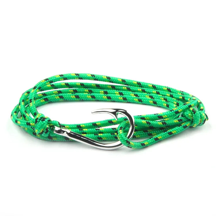 Casual Retro Fishhook Alloy Rope Layered Unisex Bracelets