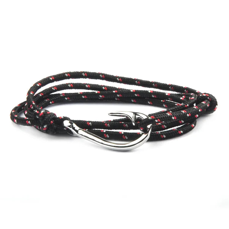 Casual Retro Fishhook Alloy Rope Layered Unisex Bracelets