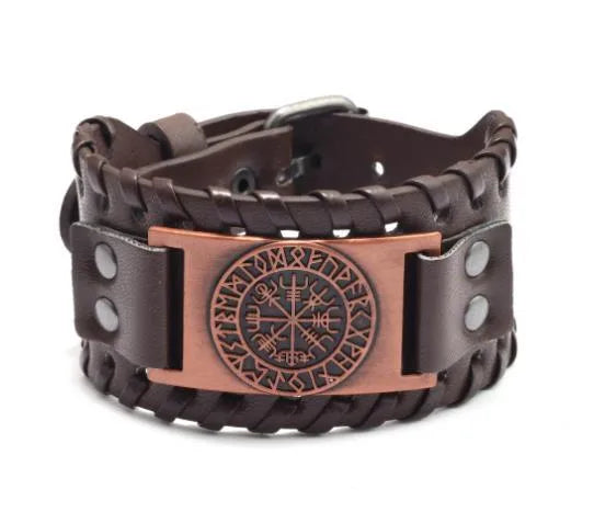 Casual Retro Geometric Alloy Cowhide Knitting Unisex Wristband