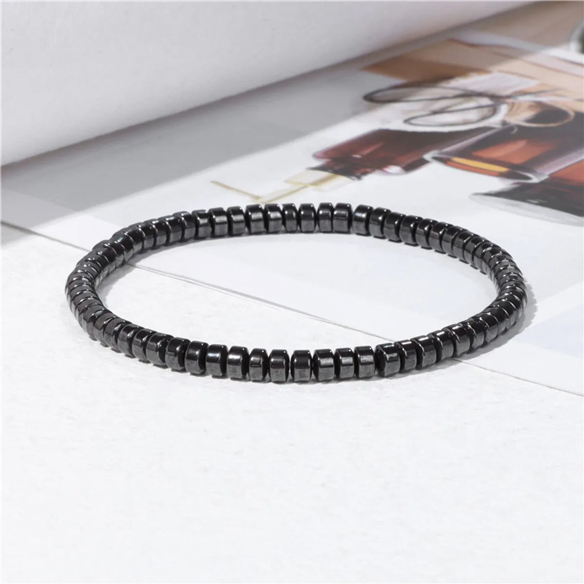 Casual Retro Geometric Elastic String Hematite Beaded Unisex Bracelets