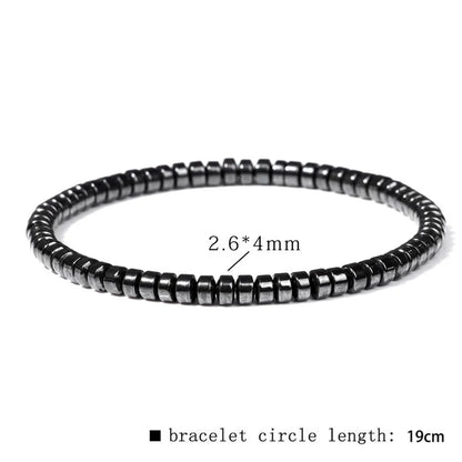 Casual Retro Geometric Elastic String Hematite Beaded Unisex Bracelets