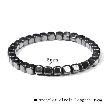 Casual Retro Geometric Elastic String Hematite Beaded Unisex Bracelets