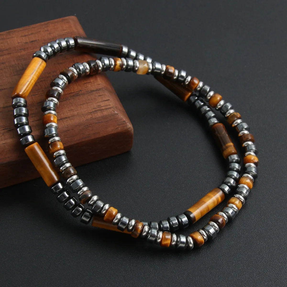 Casual Retro Geometric Natural Stone Tiger Eye Men'S Bracelets