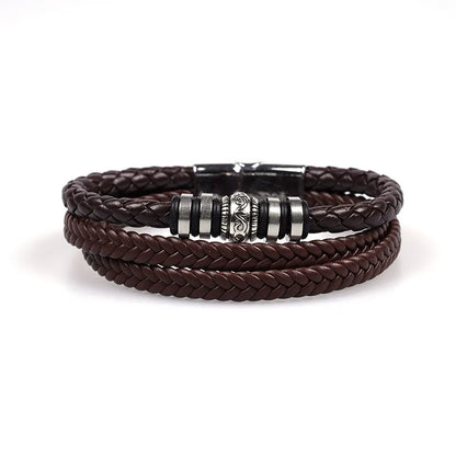 Casual Retro Geometric Pu Leather Rubber Metal Layered Men'S Bracelets