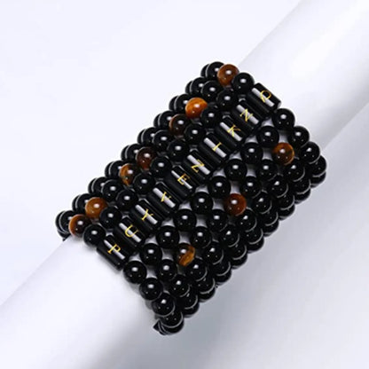 Casual Retro Letter Agate-like Beaded Couple Bracelets