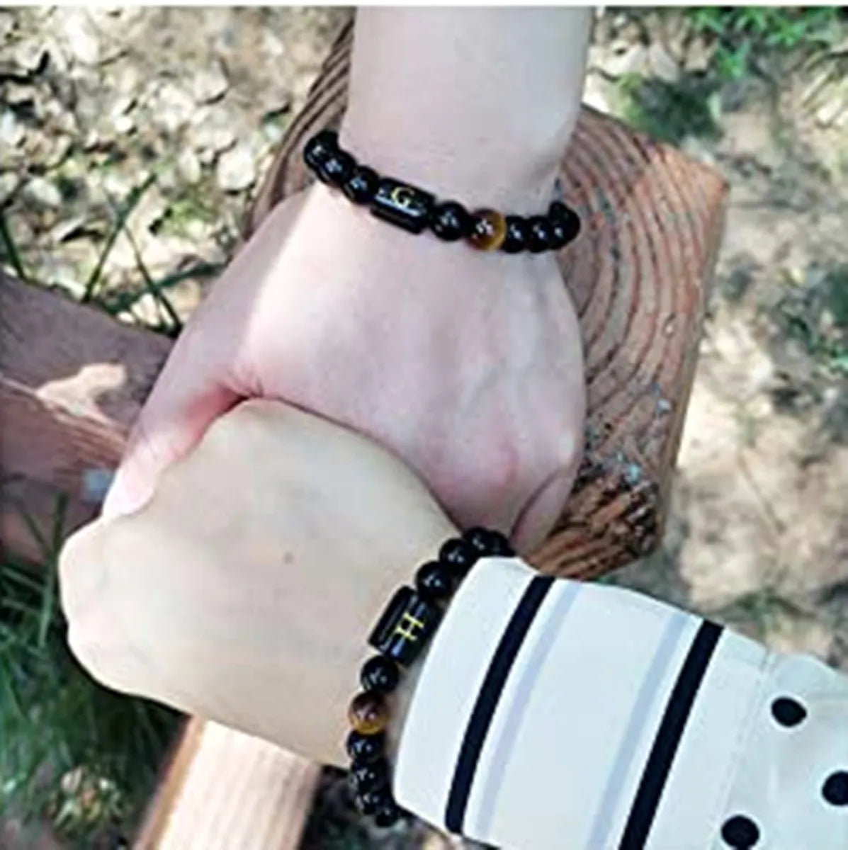 Casual Retro Letter Agate-like Beaded Couple Bracelets