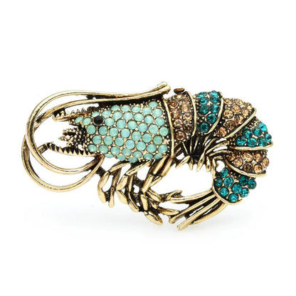 Casual Retro Lobster Alloy Plating Inlay Rhinestones Unisex Brooches