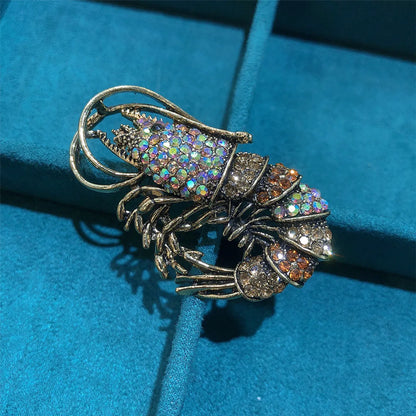 Casual Retro Lobster Alloy Plating Inlay Rhinestones Unisex Brooches