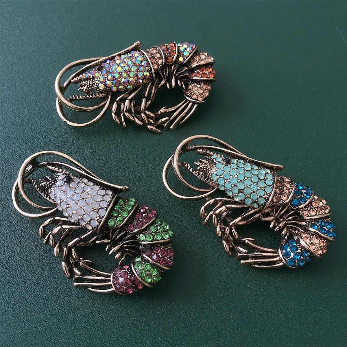 Casual Retro Lobster Alloy Plating Inlay Rhinestones Unisex Brooches