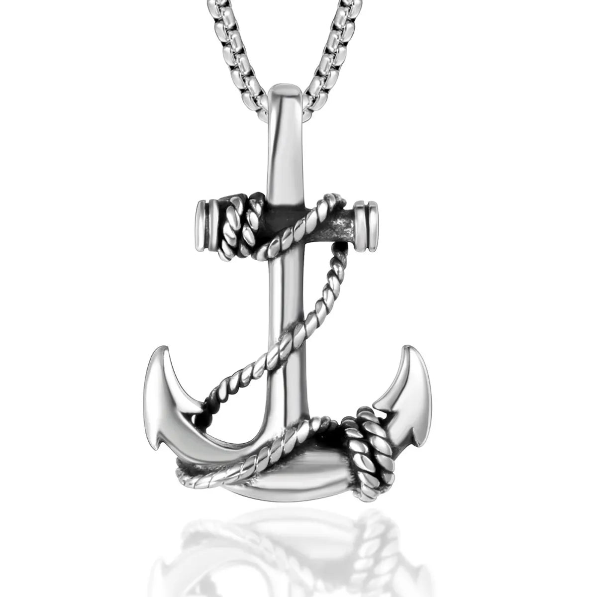 Casual Retro Punk Anchor 304 Stainless Steel Polishing Men'S Pendant Necklace