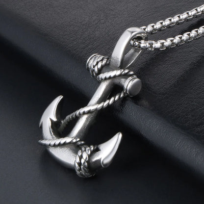 Casual Retro Punk Anchor 304 Stainless Steel Polishing Men'S Pendant Necklace