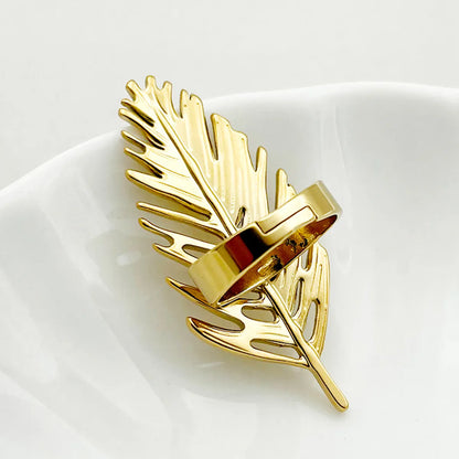 Casual Retro Roman Style Leaves Stainless Steel Polishing Plating Gold Plated Open Rings