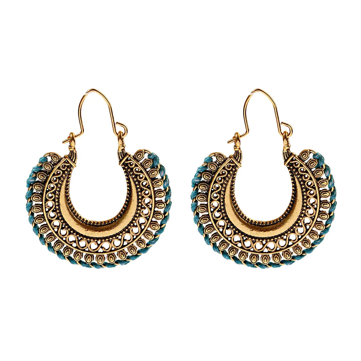 1 Pair Casual Retro Round Braid Hollow Out Alloy Drop Earrings