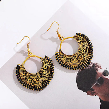 1 Pair Casual Retro Round Braid Hollow Out Alloy Drop Earrings