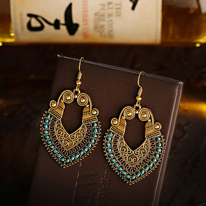 1 Pair Casual Retro Round Braid Hollow Out Alloy Drop Earrings