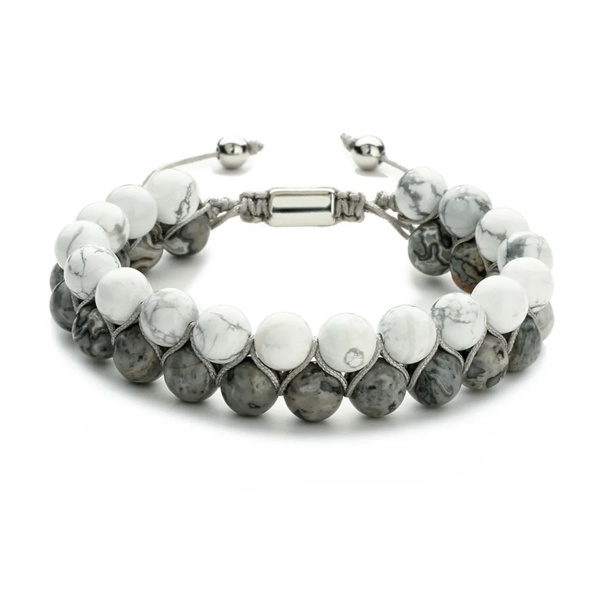 Casual Retro Round Color Block Beaded Natural Stone Bracelets