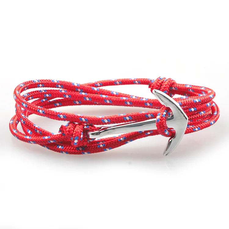 Casual Retro Simple Style Anchor Alloy Rope Layered Unisex Bracelets