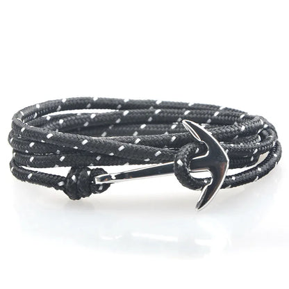 Casual Retro Simple Style Anchor Alloy Rope Layered Unisex Bracelets