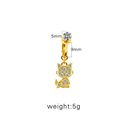 Casual Retro Simple Style Animal Starry Sky Moon Stainless Steel Alloy Copper White Gold Plated Gold Plated Rhinestones Belly Ring In Bulk