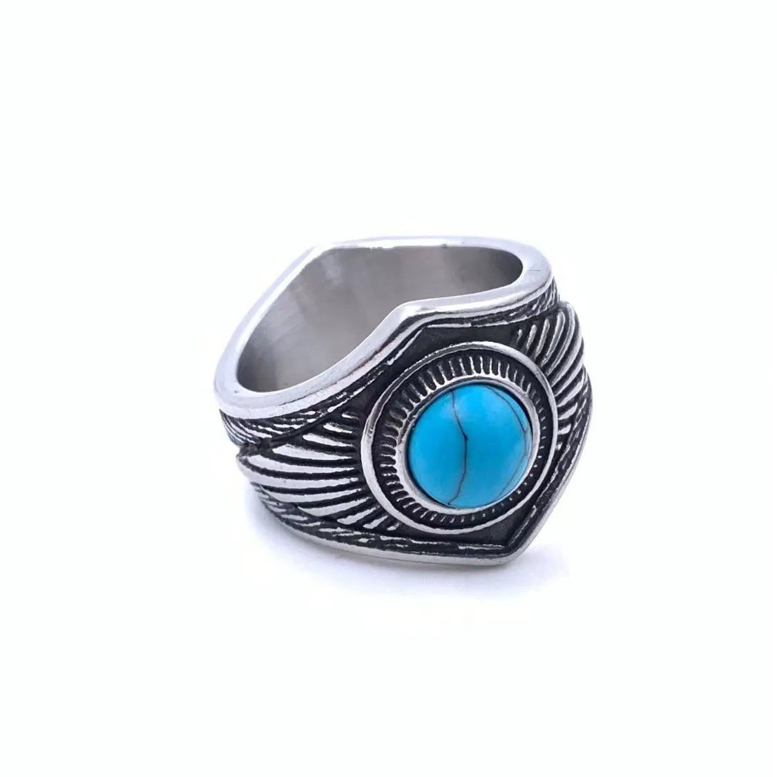 Casual Retro Simple Style Geometric 304 Stainless Steel Polishing Inlay Natural Stone Men'S Rings