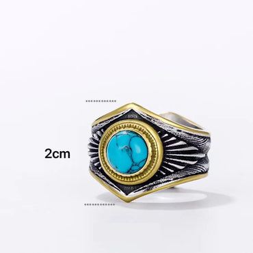 Casual Retro Simple Style Geometric 304 Stainless Steel Polishing Inlay Natural Stone Men'S Rings