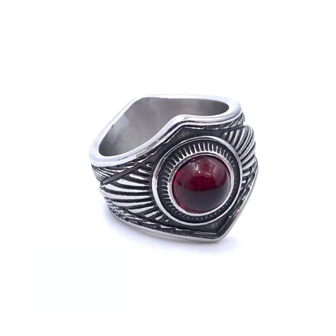 Casual Retro Simple Style Geometric 304 Stainless Steel Polishing Inlay Natural Stone Men'S Rings